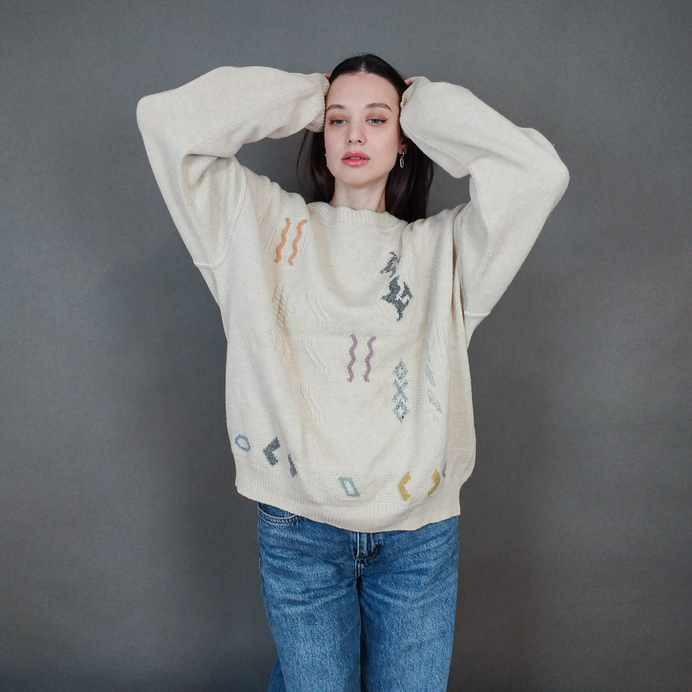 VIN-KNIT-33452 Vintage ολόμαλλη μπλούζα 90's style XL