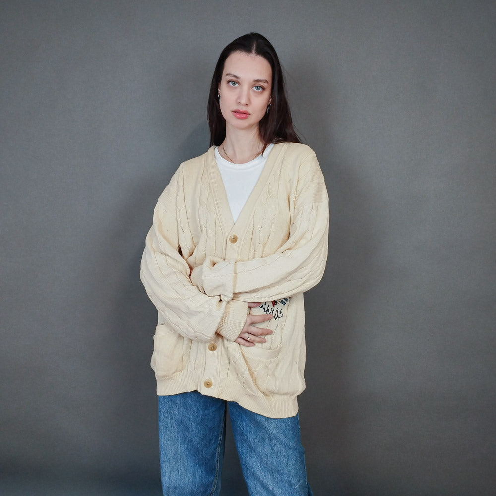 VIN-KNIT-33451 Vintage πλεκτή ζακέτα 90's style L