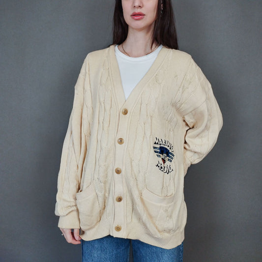 VIN-KNIT-33451 Vintage πλεκτή ζακέτα 90's style L