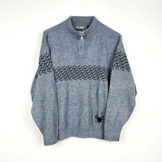 VIN-KNIT-2842 Vintage πλεκτή μπλούζα με φερμουάρ Μ