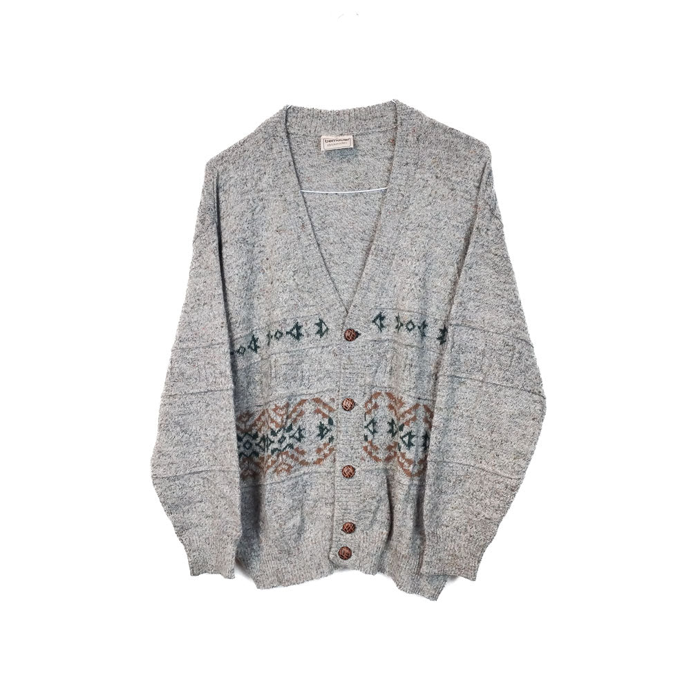 VIN-KNIT-33206 Vintage πλεκτή μάλλινη ζακέτα unisex L-XL