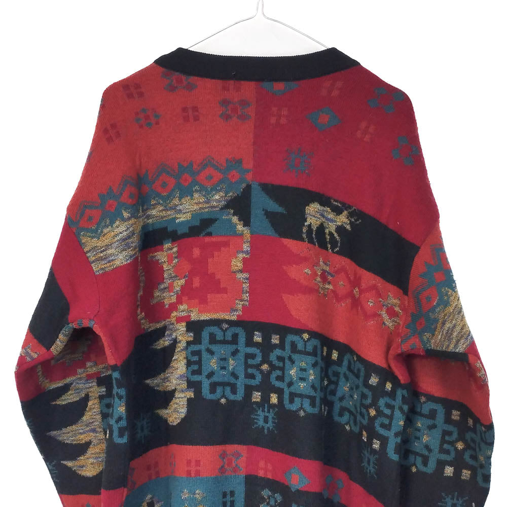 VIN-KNIT-33198 Vintage πλεκτή μάλλινη ζακέτα unisex L