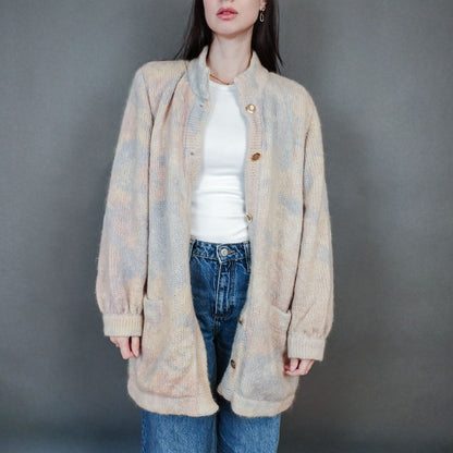 VIN-KNIT-33448 Vintage πλεκτή μοχέρ ζακέτα M-L