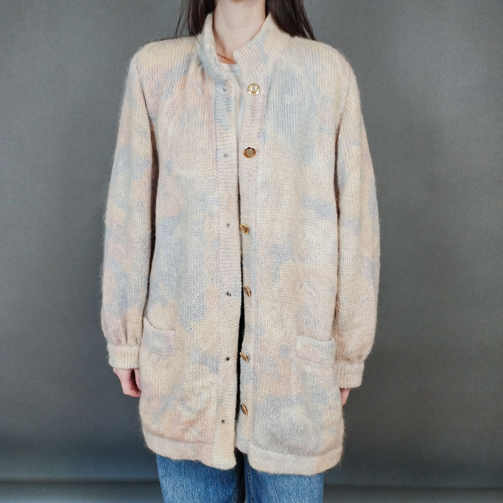 VIN-KNIT-33448 Vintage πλεκτή μοχέρ ζακέτα M-L