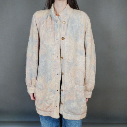 VIN-KNIT-33448 Vintage πλεκτή μοχέρ ζακέτα M-L