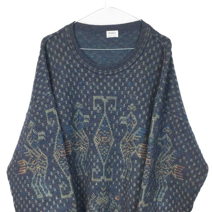 VIN-KNIT-33208 Vintage πλεκτή μάλλινη μπλούζα unisex XL