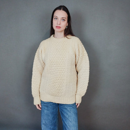 VIN-KNIT-33446 Vintage πλεκτή ολόμαλλη μπλούζα irish style L-XL