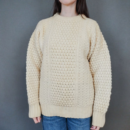 VIN-KNIT-33446 Vintage πλεκτή ολόμαλλη μπλούζα irish style L-XL