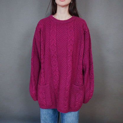 VIN-KNIT-33445 Vintage πλεκτή ολόμαλλη μπλούζα XL