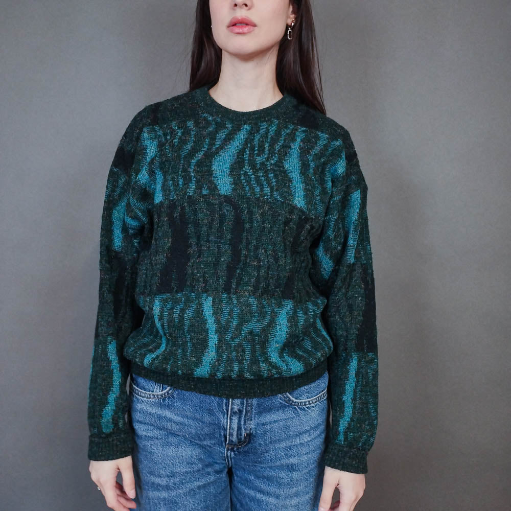 VIN-KNIT-33444 Vintage πλεκτή μάλλινη μπλούζα M