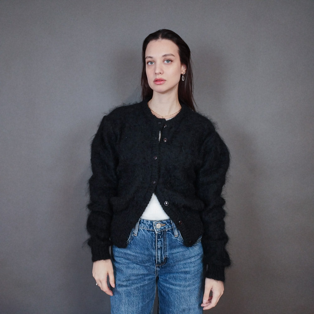 VIN-KNIT-33443 Vintage πλεκτή μοχέρ ζακέτα M