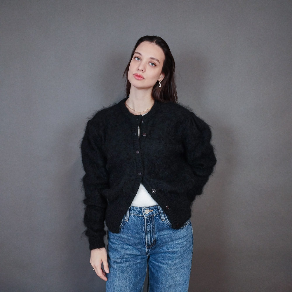 VIN-KNIT-33443 Vintage πλεκτή μοχέρ ζακέτα M