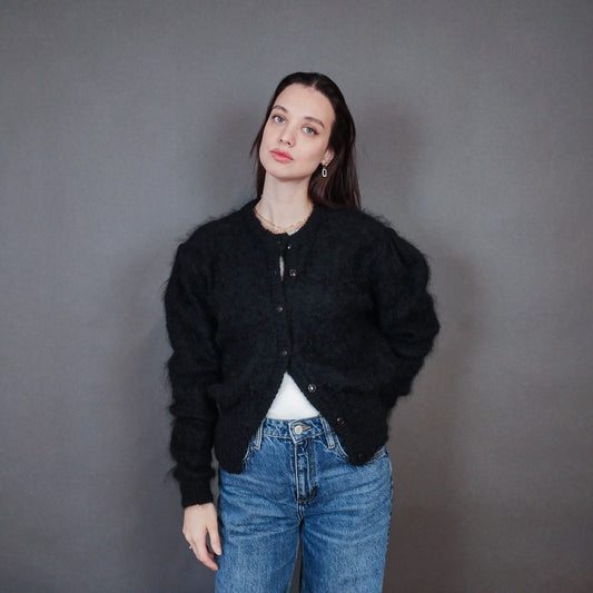 VIN-KNIT-33443 Vintage πλεκτή μοχέρ ζακέτα M