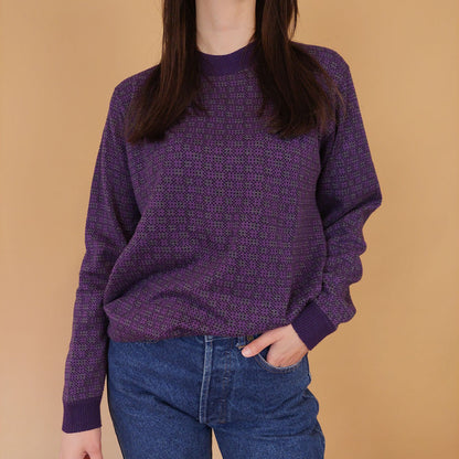 VIN-KNIT-28698 Vintage μπλούζα μοβ 90's M-L