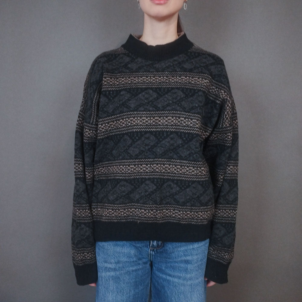 VIN-KNIT-33439 Vintage πλεκτή μάλλινη μπλούζα L