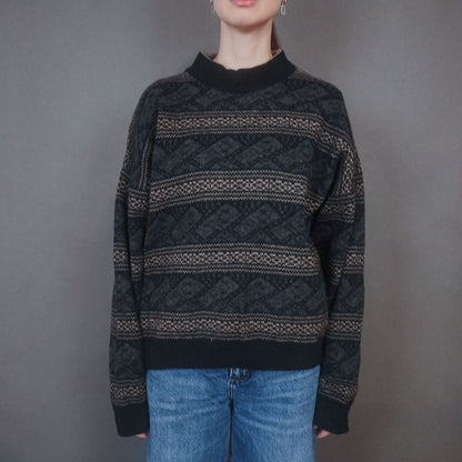 VIN-KNIT-33439 Vintage πλεκτή μάλλινη μπλούζα L