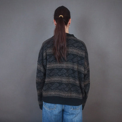 VIN-KNIT-33439 Vintage πλεκτή μάλλινη μπλούζα L