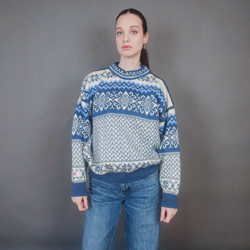 VIN-KNIT-33438 Vintage ολόμαλλη μπλούζα nordic style Μ