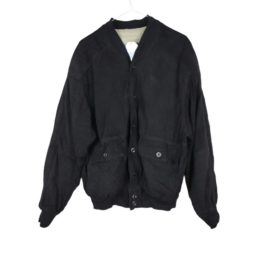 VIN-OUTW-28721 Vintage δερμάτινο suede bomber jacket μαύρο S