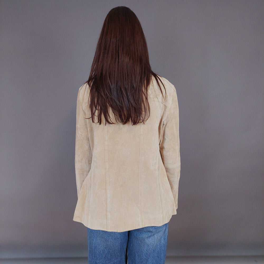 VIN-OUTW-33355 Vintage δερμάτινο σουέντ μπεζ jacket M