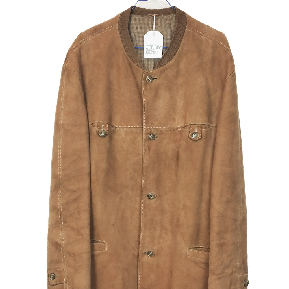 VIN-OUTW-33365 Vintage μπεζ δερμάτινο σουέντ jacket M