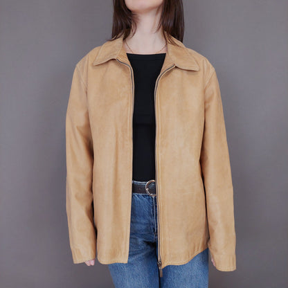 VIN-OUTW-33356 Vintage δερμάτινο μπεζ jacket L