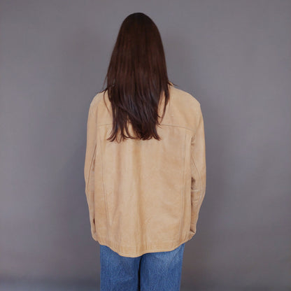 VIN-OUTW-33356 Vintage δερμάτινο μπεζ jacket L