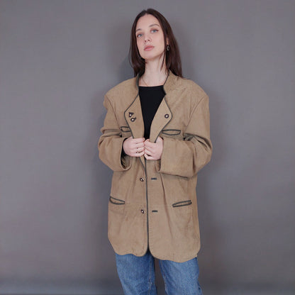 VIN-OUTW-33357 Vintage δερμάτινο μπεζ jacket L-XL