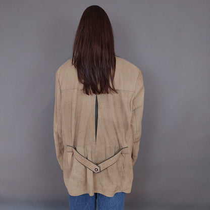 VIN-OUTW-33357 Vintage δερμάτινο μπεζ jacket L-XL