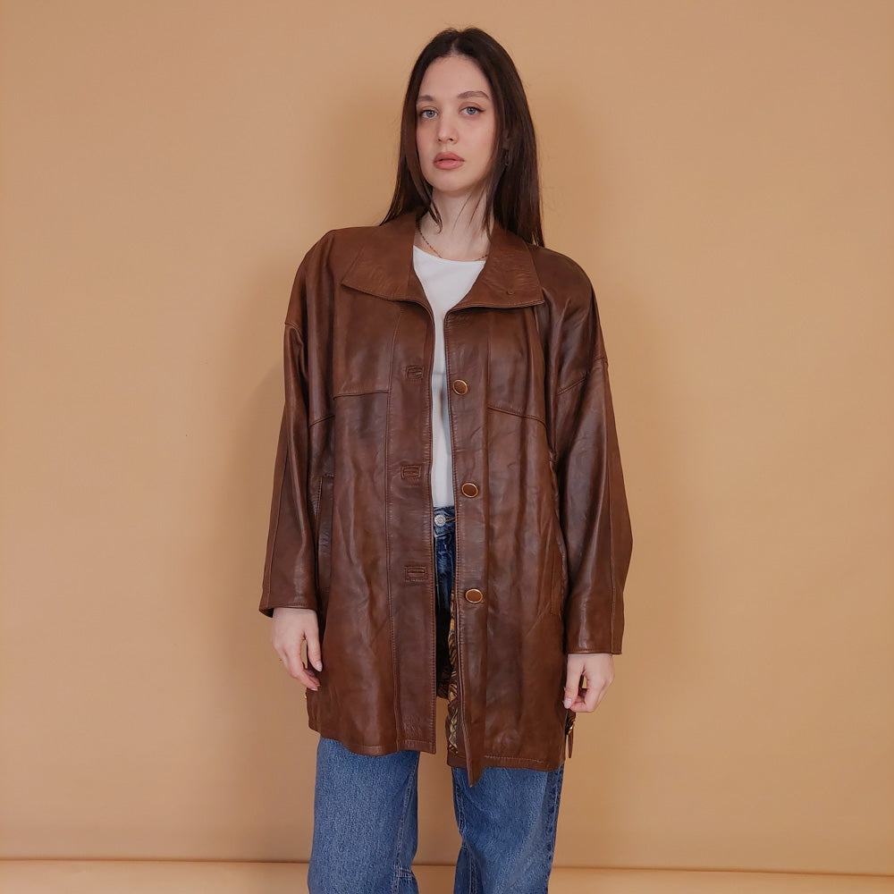 VIN-OUTW-34138 Vintage δερμάτινο jacket κλασικό S-M