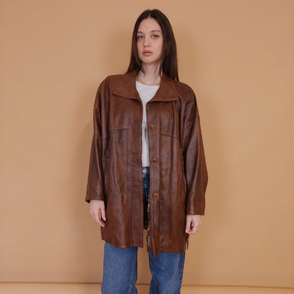 VIN-OUTW-34138 Vintage δερμάτινο jacket κλασικό S-M