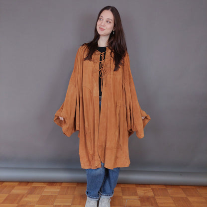 VIN-OUTW-33360 Vintage δερμάτινο σουέντ πανωφόρι με patches L-XL