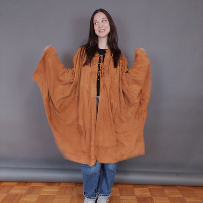 VIN-OUTW-33360 Vintage δερμάτινο σουέντ πανωφόρι με patches L-XL