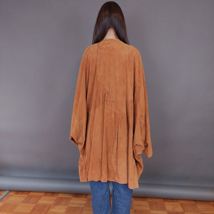 VIN-OUTW-33360 Vintage δερμάτινο σουέντ πανωφόρι με patches L-XL