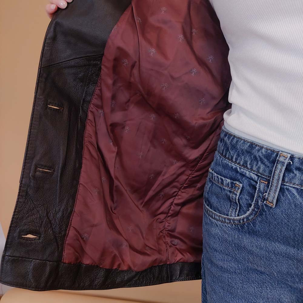 VIN-OUTW-34143 Vintage δερμάτινο καφέ 80's style jacket M