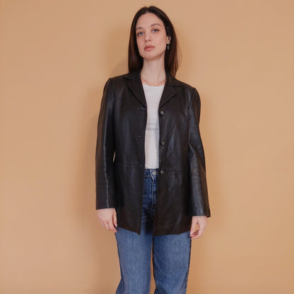 VIN-OUTW-34144 Vintage δερμάτινο σακάκι μαύρο M