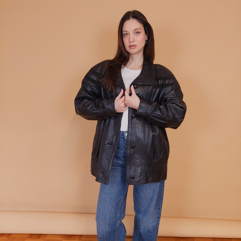 VIN-OUTW-34146 Vintage δερμάτινο jacket 90's style L-XL