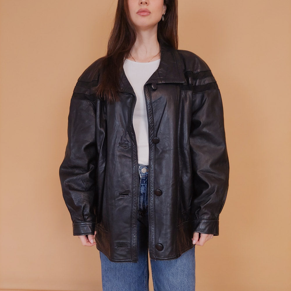 VIN-OUTW-34146 Vintage δερμάτινο jacket 90's style L-XL