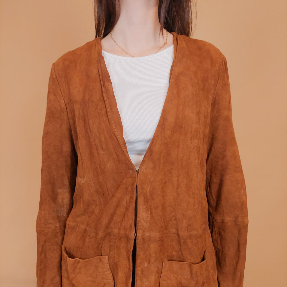 VIN-OUTW-34149 Vintage suede δερμάτινο πανωφόρι M