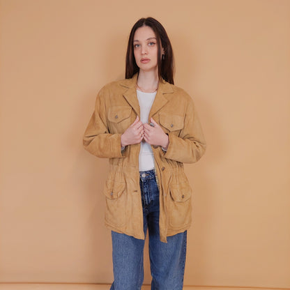 VIN-OUTW-34152 Vintage δερμάτινο suede jacket μπεζ M-L