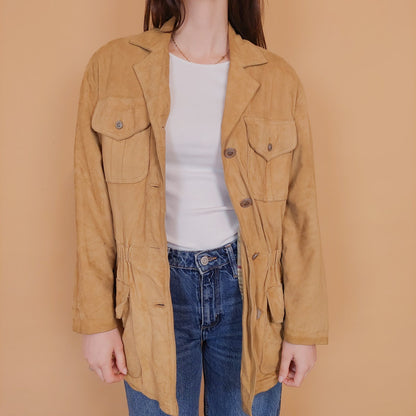 VIN-OUTW-34152 Vintage δερμάτινο suede jacket μπεζ M-L