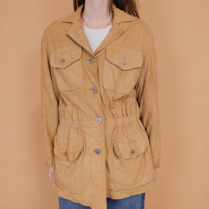 VIN-OUTW-34152 Vintage δερμάτινο suede jacket μπεζ M-L