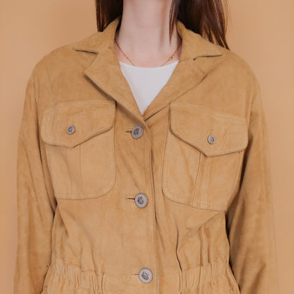 VIN-OUTW-34152 Vintage δερμάτινο suede jacket μπεζ M-L