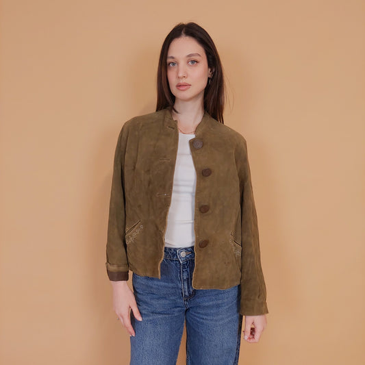 VIN-OUTW-34153 Vintage δερμάτινο suede tyrolean style jacket M