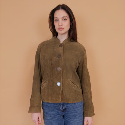 VIN-OUTW-34153 Vintage δερμάτινο suede tyrolean style jacket M