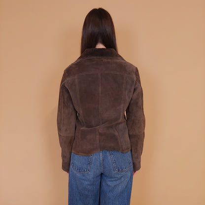 VIN-OUTW-34155 Vintage δερμάτινο suede σακάκι καφέ M