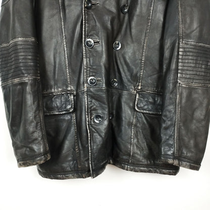 VIN-OUTW-28727 Vintage δερμάτινο jacket worn-in μαύρο L-XL