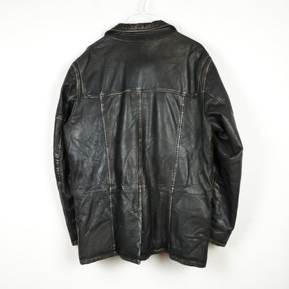 VIN-OUTW-28727 Vintage δερμάτινο jacket worn-in μαύρο L-XL