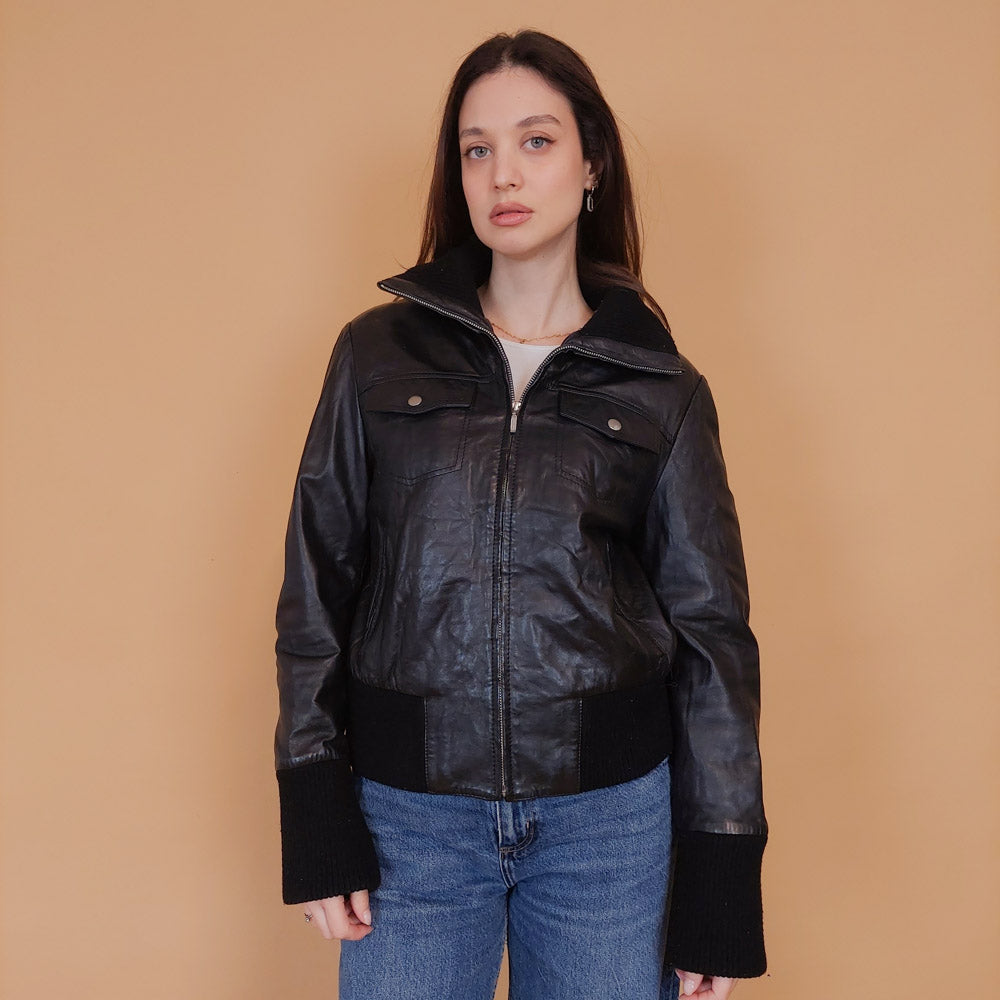 VIN-OUTW-34163 Vintage δερμάτινο jacket Y2K S-M