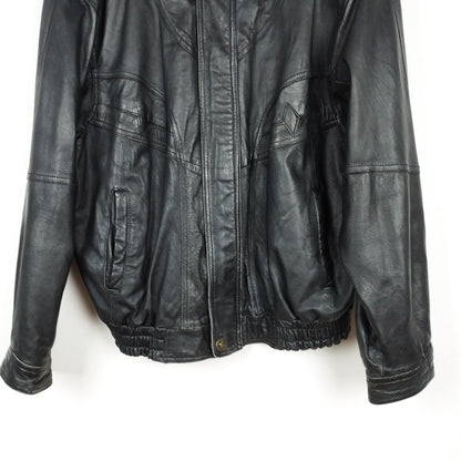 VIN-OUTW-28728 Vintage δερμάτινο jacket bomber μαύρο L-XL